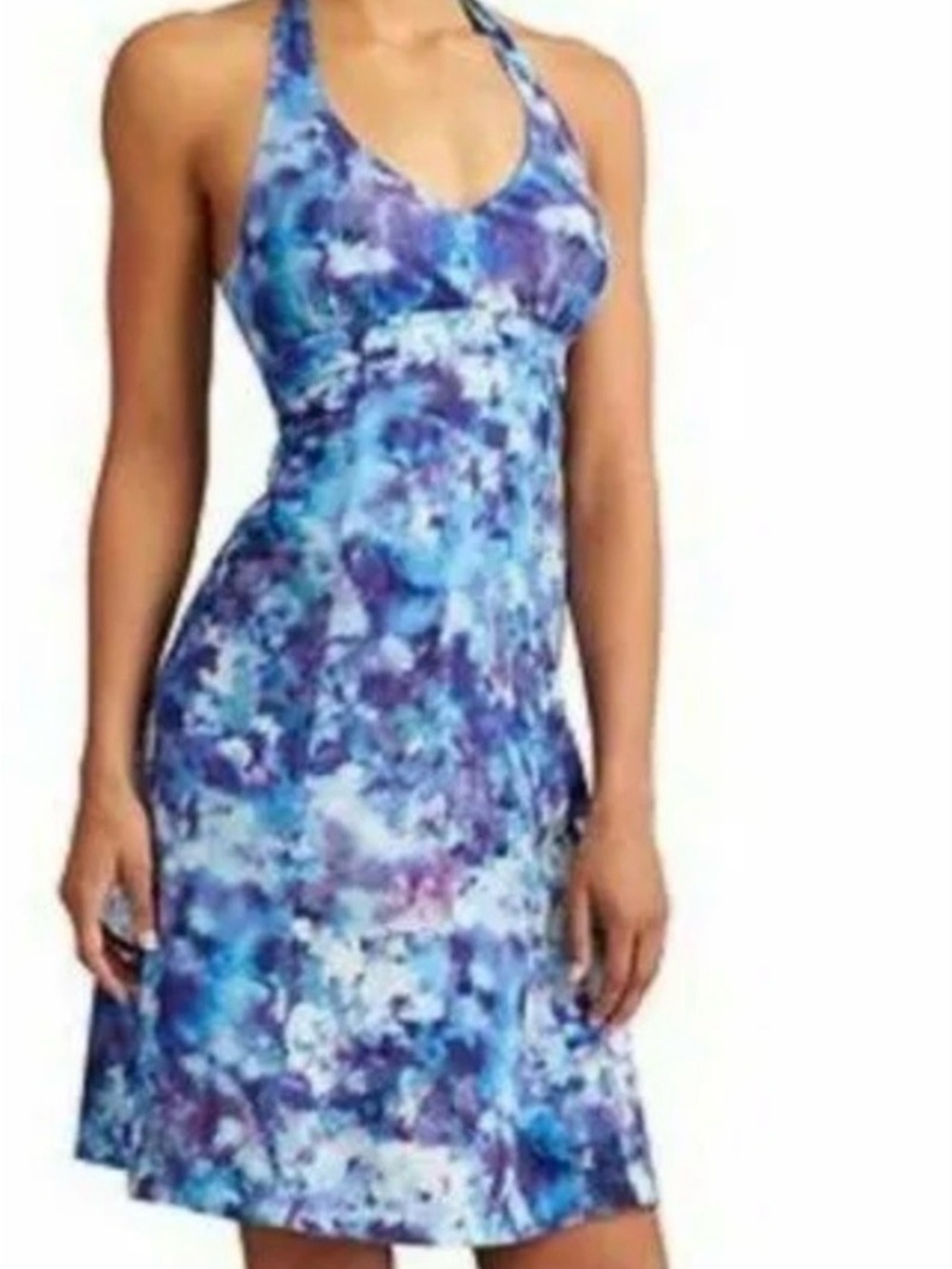 Athleta Blue & Purple One-Shoulder Floral Dress